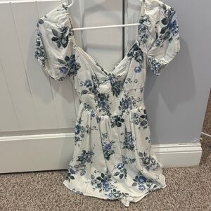 Hollister White and Blue Floral Dress